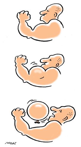 Cartoon: strong muscles (medium) by Medi Belortaja tagged disappointment,ballon,muscles,strong