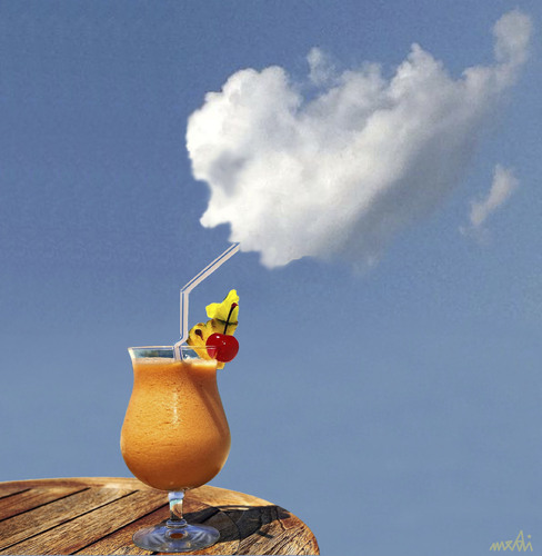 Cartoon: summer time (medium) by Medi Belortaja tagged summer,time,juice,fuits,clouds,skydrink