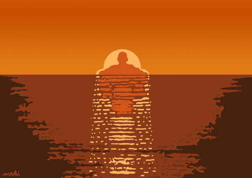 Cartoon: sunchair (medium) by Medi Belortaja tagged end,head,leader,chief,power,sunset,chair,sun