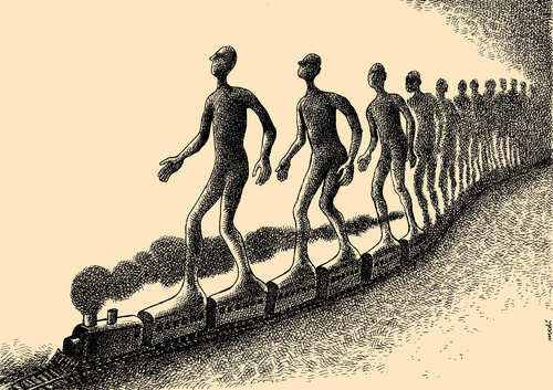 Cartoon: superhuman train (medium) by Medi Belortaja tagged travelling,ghosts,people,train,railway,superhuman