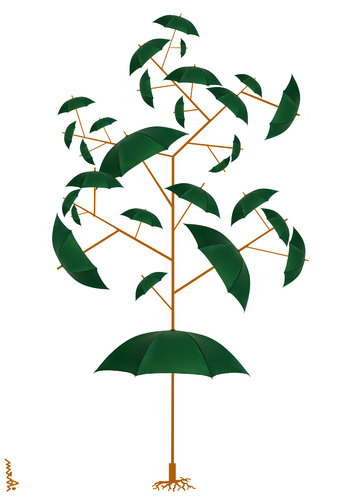 Cartoon: umbrella tree (medium) by Medi Belortaja tagged umbrella,tree