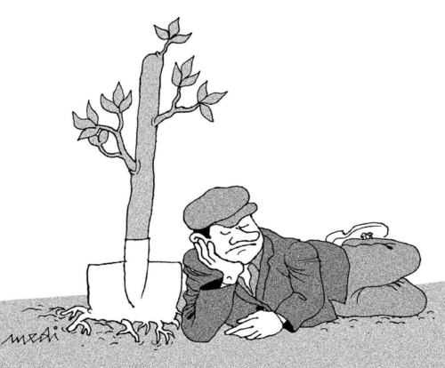 Cartoon: laggard (medium) by Medi Belortaja tagged laggard,shovels,job,man