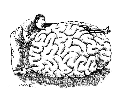 Cartoon: SAP brain (medium) by Medi Belortaja tagged brain,sap,war,gun