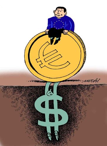 Cartoon: financial risks (medium) by Medi Belortaja tagged risks,financial,euro,dollar,money