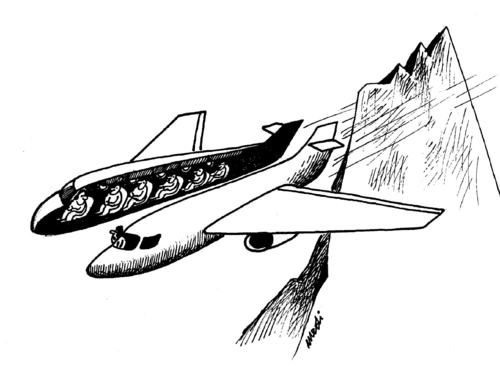 Cartoon: sharp rock (medium) by Medi Belortaja tagged accidents,plane,rock,sharp,black,humor