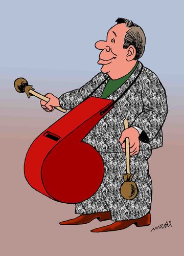 Cartoon: nightingale drum (medium) by Medi Belortaja tagged drum,nightingale