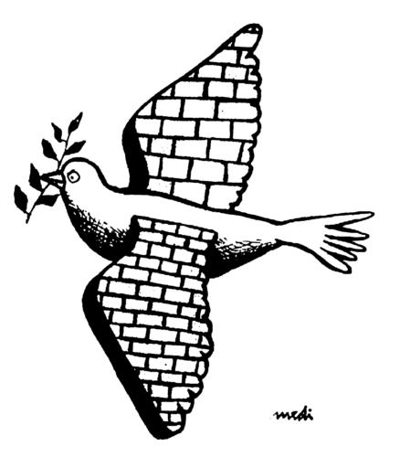 Cartoon: wall limb (medium) by Medi Belortaja tagged dove,peace,limb,wall,pigeon,colombo