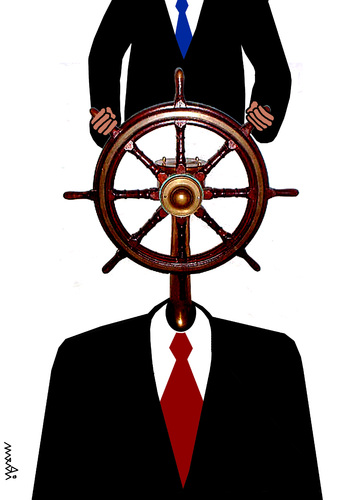 Cartoon: wheelman (medium) by Medi Belortaja tagged servant,chief,head,hierarchy,man,ship,command,captain,wheel,wheelman