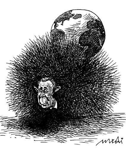 Cartoon: world apple (medium) by Medi Belortaja tagged people,desperated,apple,world,hedgehog
