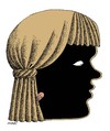 Cartoon: blank face (small) by Medi Belortaja tagged blank,face,girl,woman,love,loved,fear,scared,man,wife,husband,theatre