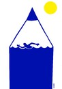 Cartoon: blue pencil (small) by Medi Belortaja tagged blue pencil waves sea swiming hollidays