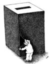 Cartoon: curiosity (small) by Medi Belortaja tagged curiosity elections manipulation ballot box