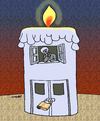 Cartoon: candle and lamps (small) by Medi Belortaja tagged candle bulb home house prison light