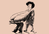 Cartoon: discomfort (small) by Medi Belortaja tagged discomfort,breast,woman,wife,husband,humor