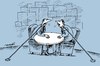 Cartoon: politicians controversy (small) by Medi Belortaja tagged politicians,controversy,hassle,chained