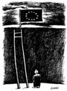 Cartoon: towards Europe (small) by Medi Belortaja tagged abyss man crisis europe eu flag ladder