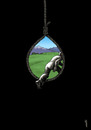 Cartoon: fatal illusion (small) by Medi Belortaja tagged fatal,illusion,hanging,suicide,surreal,man,poverty