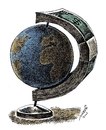 Cartoon: The dollar globe (small) by Medi Belortaja tagged money dollars the dollar globe