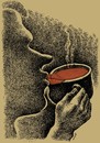 Cartoon: kiss of coffee (small) by Medi Belortaja tagged kiss of coffee