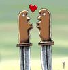 Cartoon: knifes love (small) by Medi Belortaja tagged knives love heart faces hate