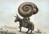Cartoon: Nasreddin and the snail (small) by Medi Belortaja tagged nasreddin,hoca,snail,smiling