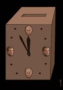 Cartoon: putin s clock (small) by Medi Belortaja tagged putin,medvedev,president,russia,clock,ballot,box,elections