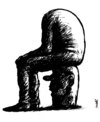 Cartoon: sitting (small) by Medi Belortaja tagged sitting,sit,head,chair,intelligence,mind
