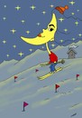 Cartoon: the moon while skiing (small) by Medi Belortaja tagged moon while skiing ski woman girl holidays