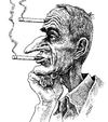 Cartoon: thinking and smoking (small) by Medi Belortaja tagged thinking,thinker,cigarettes,smoking,creases