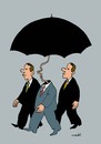 Cartoon: umbrellaman (small) by Medi Belortaja tagged umbrella man chief leader bodyguards servants politics bussines raining face toutelage