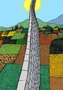 Cartoon: wall towards the sun (small) by Medi Belortaja tagged wall,sun,plants,border