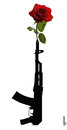 Cartoon: war and peace (small) by Medi Belortaja tagged war,peace,valentine,rose,kallashnikov