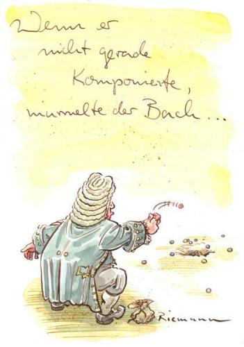 Cartoon: Bach (medium) by Riemann tagged johann,sebastian,bach,musik,geschichte,philosophy