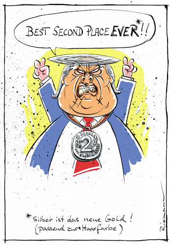 Cartoon: Best Loser (medium) by Riemann tagged donald,trump,president,usa,elections,republicans,second,place,loser,silver,grey,hair,cartoon,george,riemann,donald,trump,president,usa,elections,republicans,second,place,loser,silver,grey,hair,cartoon,george,riemann