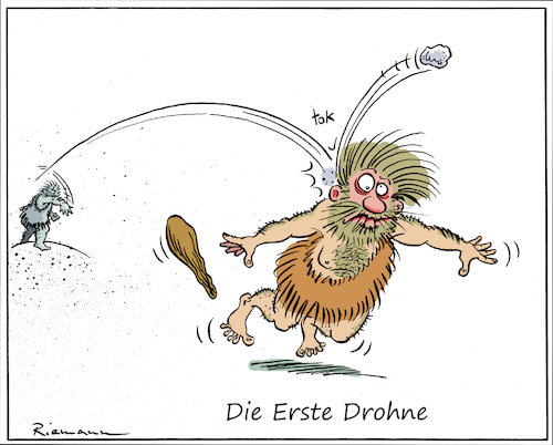 Cartoon: Erste Drohne (medium) by Riemann tagged drohne,stein,wurf,steinzeit,waffe,krieg,überraschung,unsichtbar,luftangriff,drone,stone,age,cartoon,george,riemann,drohne,stein,wurf,steinzeit,waffe,krieg,überraschung,unsichtbar,luftangriff,drone,stone,age,cartoon,george,riemann