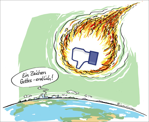 Cartoon: Gefällt mir nicht ! (medium) by Riemann tagged facebook,erde,earth,asteroid,end,of,world,ende,der,welt,gott,god,zeichen,signs,religion,armageddon,facebook,erde,earth,asteroid,end,of,world,ende,der,welt,gott,god,zeichen,signs,religion,armageddon