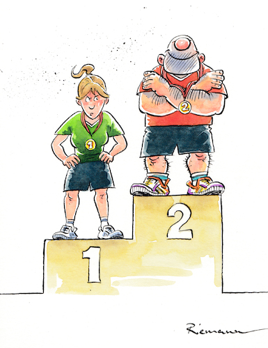 Cartoon: Gleichheit (medium) by Riemann tagged frau,mann,gleichberechtigung,fairness,pay,gap,machos,cartoon,george,riemann,frau,mann,gleichberechtigung,fairness,pay,gap,machos,cartoon,george,riemann