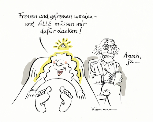 Cartoon: Gottseidank (medium) by Riemann tagged gott,erde,welt,lebewesen,leben,sterben,sinn,des,lebens,kreation,psychiater,analyse,cartoon,george,riemann,gott,erde,welt,lebewesen,leben,sterben,sinn,des,lebens,kreation,psychiater,analyse,cartoon,george,riemann