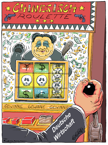 Cartoon: Irrglaube (medium) by Riemann tagged china,wirtschaft,deutschland,raubkapitalismus,deutsche,technik,spionage,kurzfristige,gewinne,geld,gier,russisch,roulette,geistiger,diebstahl,xi,jinping,auto,industrie,korruption,macht,expansion,bedrohung,cartoon,george,riemann,china,wirtschaft,deutschland,raubkapitalismus,deutsche,technik,spionage,kurzfristige,gewinne,geld,gier,russisch,roulette,geistiger,diebstahl,xi,jinping,auto,industrie,korruption,macht,expansion,bedrohung,cartoon,george,riemann