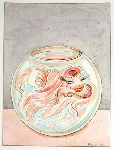 Cartoon: Negligee Fish (medium) by Riemann tagged erotic,humor,animals,love
