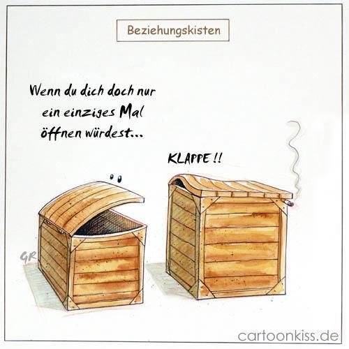 Cartoon: Öffnen (medium) by Riemann tagged beziehung,kisten,mann,frau