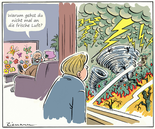 Cartoon: Prima Klima (medium) by Riemann tagged wetter,klima,wandel,umwelt,katastrophen,zukunft,nächste,generation,wirtschaft,lobbyismus,erde,unwetter,feuer,politiker,versagen,cartoon,george,riemann,wetter,klima,wandel,umwelt,katastrophen,zukunft,nächste,generation,wirtschaft,lobbyismus,erde,unwetter,feuer,politiker,versagen,cartoon,george,riemann