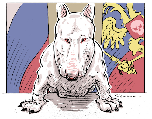 Cartoon: Putin the Pit Bully (medium) by Riemann tagged wladimir,putin,russia,russland,war,krieg,ukraine,pitbull,bully,aggressor,ueberfall,diktator,luegner,europa,psychopath,narziss,cartoon,george,riemann,wladimir,putin,russia,russland,war,krieg,ukraine,pitbull,bully,aggressor,ueberfall,diktator,luegner,europa,psychopath,narziss,cartoon,george,riemann