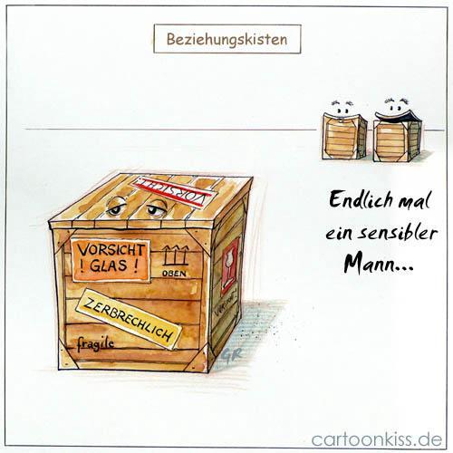 Cartoon: Sensibelchen (medium) by Riemann tagged frau,mann,beziehungen,kiste