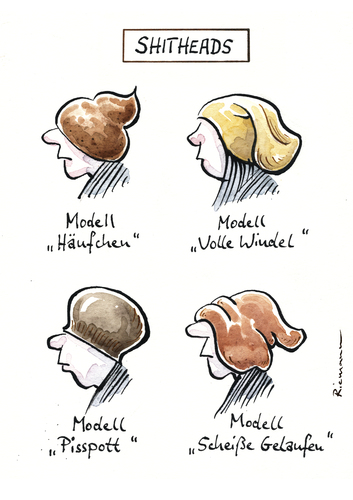 Cartoon: Shitheads (medium) by Riemann tagged wolle,muetzen,mode,fashion,mitmachen,strickmuetzen,wool,caps,hats,style,wolle,muetzen,mode,fashion,mitmachen,strickmuetzen,wool,caps,hats,style