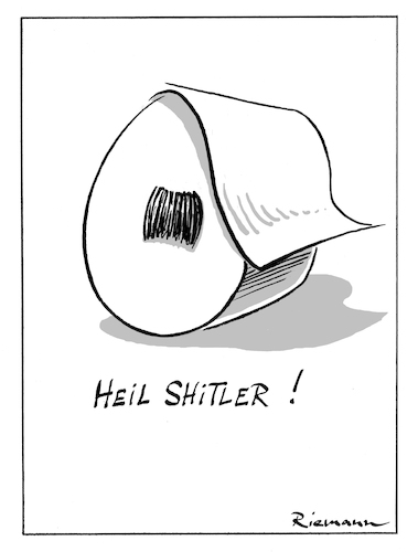 Cartoon: Shitler (medium) by Riemann tagged toilettenpapier,deutschland,2020,gesellschaft,panik,hamster,hitler,demagogen,toilet,paper,cartoon,george,riemann,toilettenpapier,deutschland,2020,gesellschaft,panik,hamster,hitler,demagogen,toilet,paper,cartoon,george,riemann