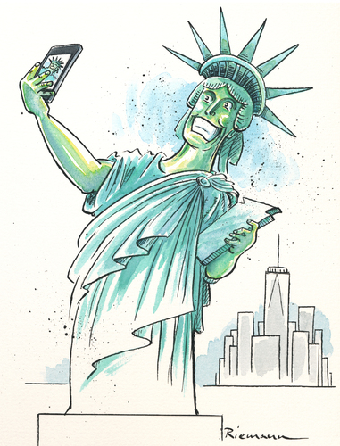 Cartoon: Statue of Vanity (medium) by Riemann tagged statue,of,liberty,selfie,vanity,ego,digital,new,york,smart,phone,society,fashion,narcism,gesellschaft,narzissmus,internet,mode,spassgesellschaft,cartoon,george,riemann,statue,of,liberty,selfie,vanity,ego,digital,new,york,smart,phone,society,fashion,narcism,gesellschaft,narzissmus,internet,mode,spassgesellschaft,cartoon,george,riemann