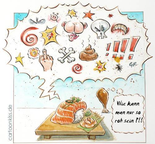 Cartoon: Sushi (medium) by Riemann tagged sushi,raw,food,society
