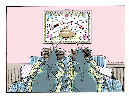 Cartoon: Sweet Home (medium) by Riemann tagged zuhause,heimat,home,glueck,happyness,scheisse,fliegen,shit,flies,cartoon,george,riemann,zuhause,heimat,home,glueck,happyness,scheisse,fliegen,shit,flies,cartoon,george,riemann