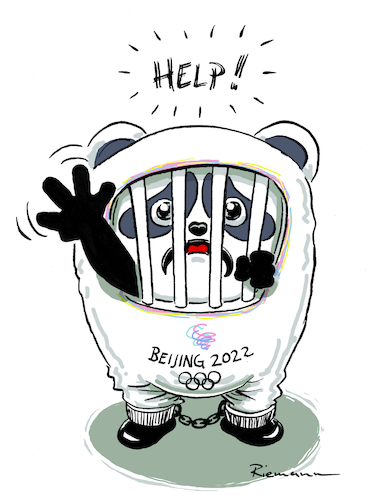 Cartoon: Unofficial Mascot (medium) by Riemann tagged olympia,winter,2022,china,beijing,mascot,panda,sports,games,fair,oppression,tyranny,diktatur,unterdrueckung,xi,jinping,maskottchen,olympiade,uighuren,uyghurs,human,rights,menschenrechte,ueberwachung,kontrolle,control,bubble,ioc,bach,korruption,corruption,money,cartoon,george,riemann,olympia,winter,2022,china,beijing,mascot,panda,sports,games,fair,oppression,tyranny,diktatur,unterdrueckung,xi,jinping,maskottchen,olympiade,uighuren,uyghurs,human,rights,menschenrechte,ueberwachung,kontrolle,control,bubble,ioc,bach,korruption,corruption,money,cartoon,george,riemann